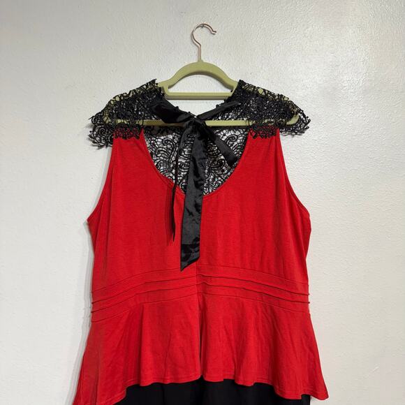 Dots Red Lace Peplum Midi Dress Sz 3X - Picture 7 of 11